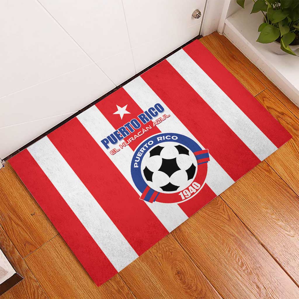 Puerto Rico Football Rubber Doormat Go The Blue Hurricane