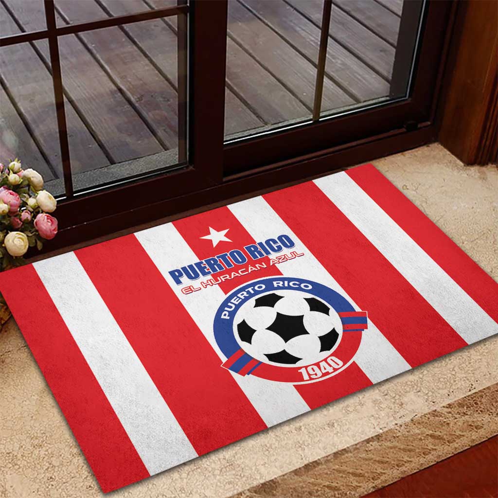 Puerto Rico Football Rubber Doormat Go The Blue Hurricane
