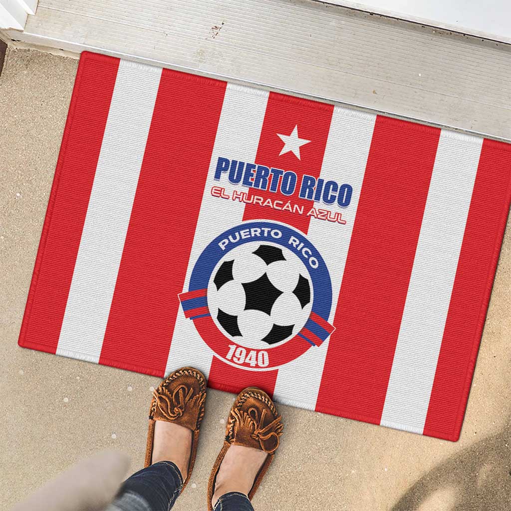 Puerto Rico Football Rubber Doormat Go The Blue Hurricane