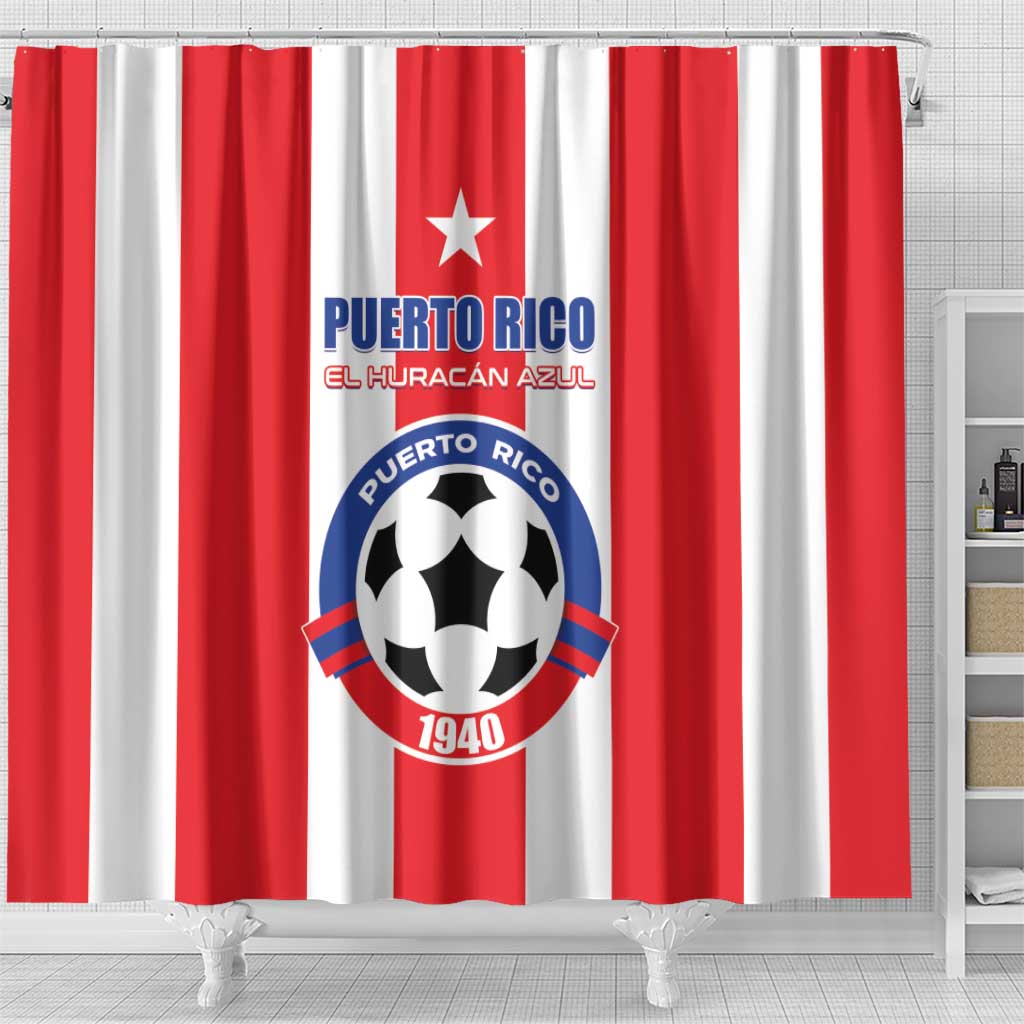 Puerto Rico Football Shower Curtain Go The Blue Hurricane