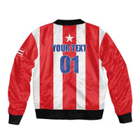 Custom Puerto Rico Football Sleeve Zip Bomber Jacket Go The Blue Hurricane