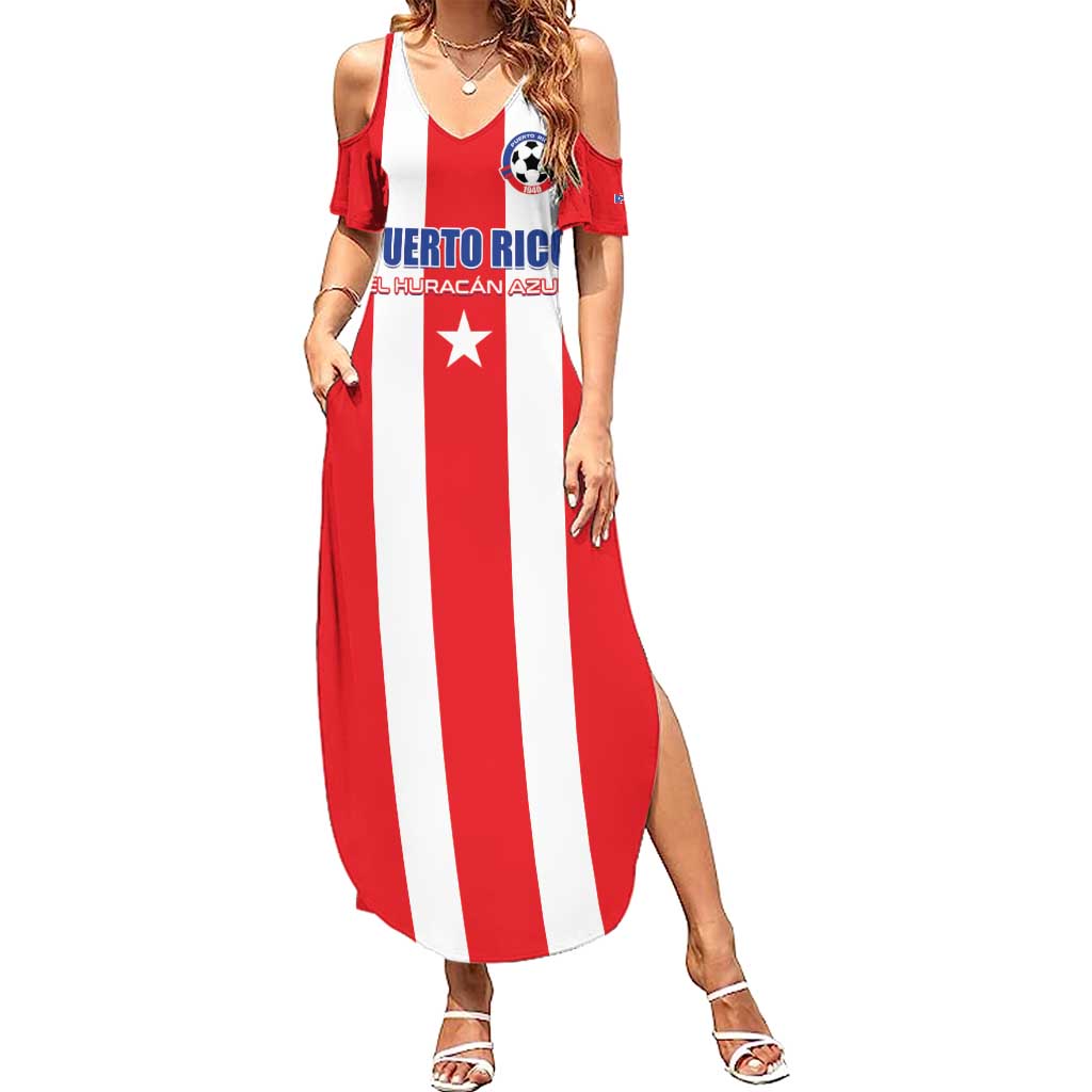 Custom Puerto Rico Football Summer Maxi Dress Go The Blue Hurricane
