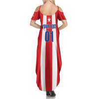 Custom Puerto Rico Football Summer Maxi Dress Go The Blue Hurricane
