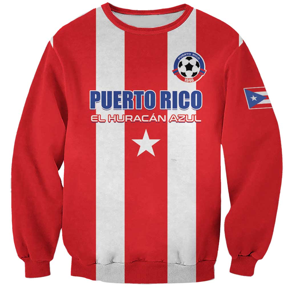 Custom Puerto Rico Football Sweatshirt Go The Blue Hurricane