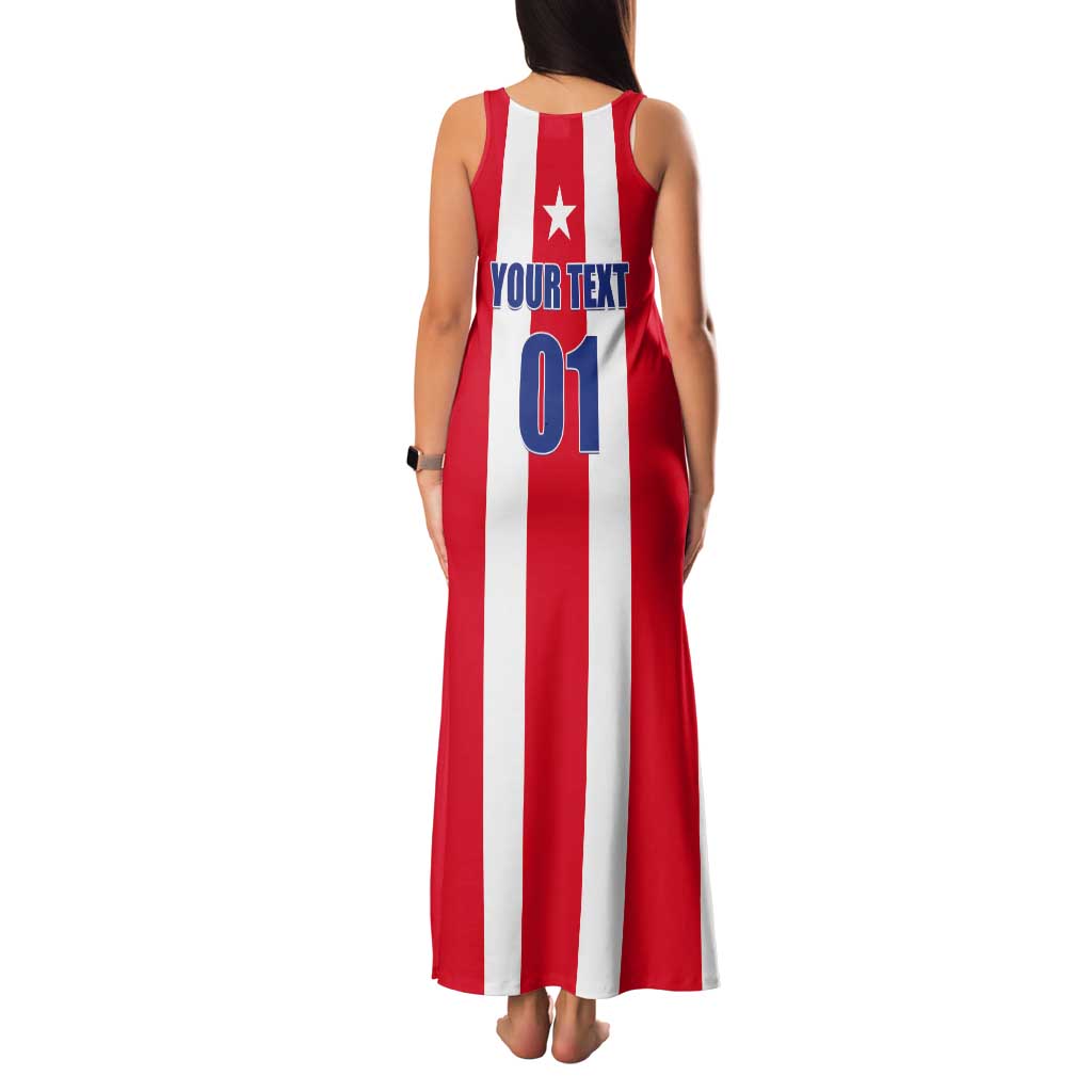 Custom Puerto Rico Football Tank Maxi Dress Go The Blue Hurricane