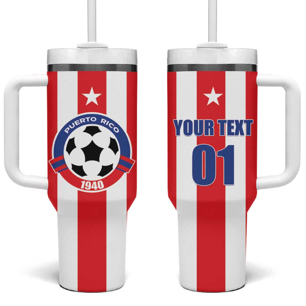 Custom Puerto Rico Football Tumbler With Handle Go The Blue Hurricane