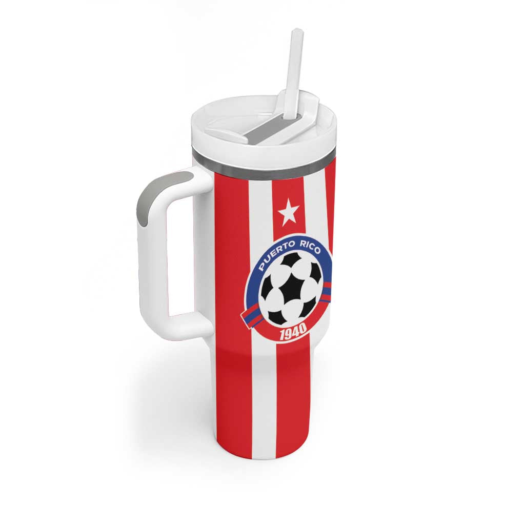 Custom Puerto Rico Football Tumbler With Handle Go The Blue Hurricane