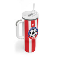 Custom Puerto Rico Football Tumbler With Handle Go The Blue Hurricane
