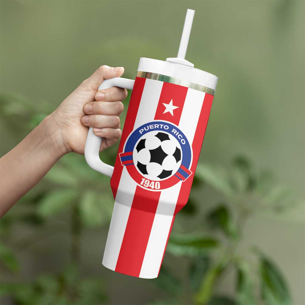Custom Puerto Rico Football Tumbler With Handle Go The Blue Hurricane