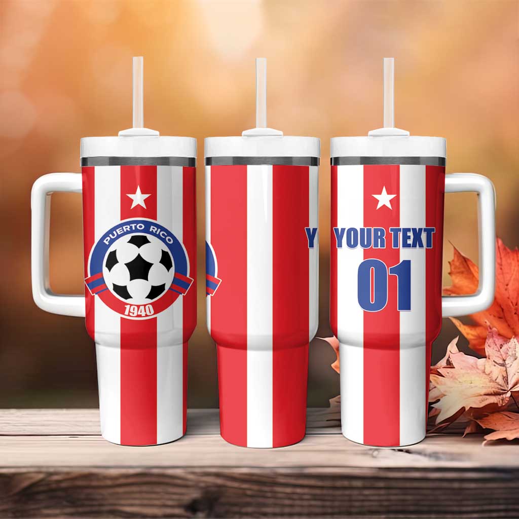 Custom Puerto Rico Football Tumbler With Handle Go The Blue Hurricane