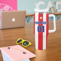 Custom Puerto Rico Football Tumbler With Handle Go The Blue Hurricane