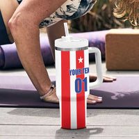 Custom Puerto Rico Football Tumbler With Handle Go The Blue Hurricane