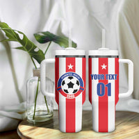 Custom Puerto Rico Football Tumbler With Handle Go The Blue Hurricane
