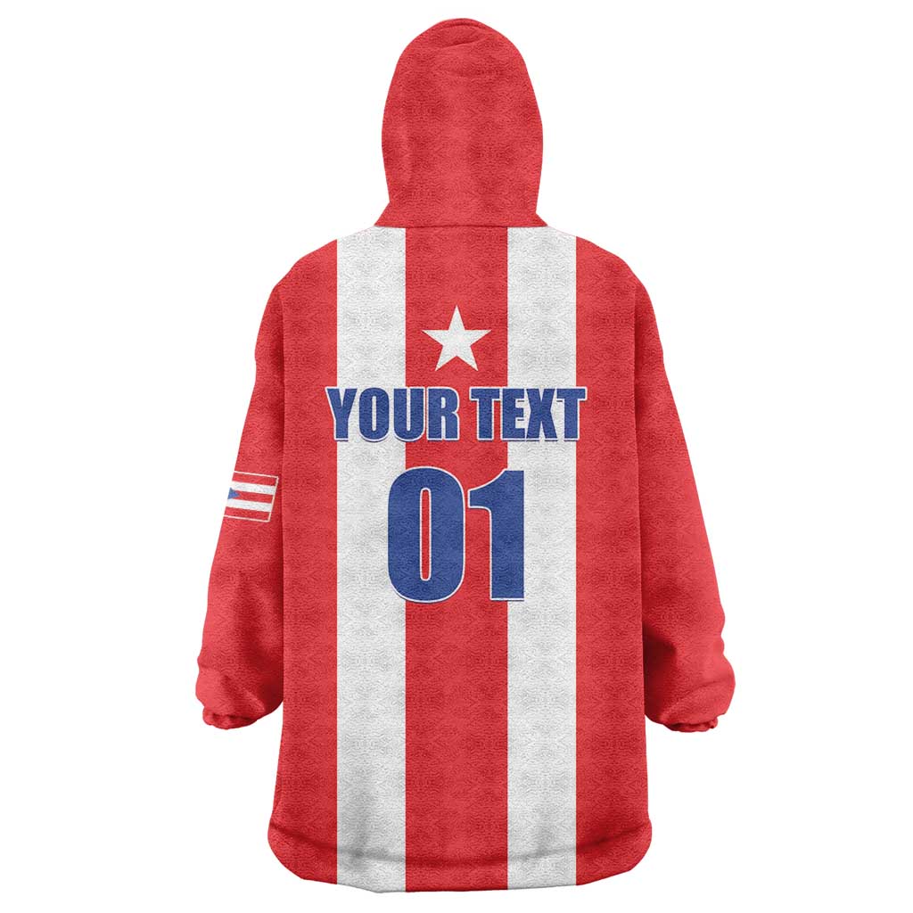 Custom Puerto Rico Football Wearable Blanket Hoodie Go The Blue Hurricane