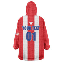 Custom Puerto Rico Football Wearable Blanket Hoodie Go The Blue Hurricane