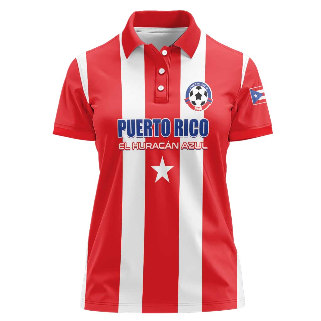 Custom Puerto Rico Football Women Polo Shirt Go The Blue Hurricane
