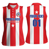 Custom Puerto Rico Football Women Sleeveless Polo Shirt Go The Blue Hurricane