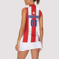 Custom Puerto Rico Football Women Sleeveless Polo Shirt Go The Blue Hurricane