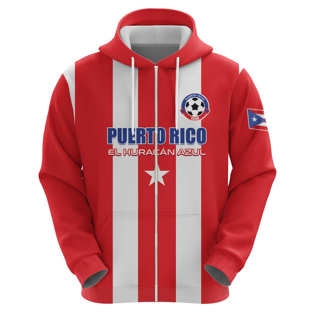 Custom Puerto Rico Football Zip Hoodie Go The Blue Hurricane