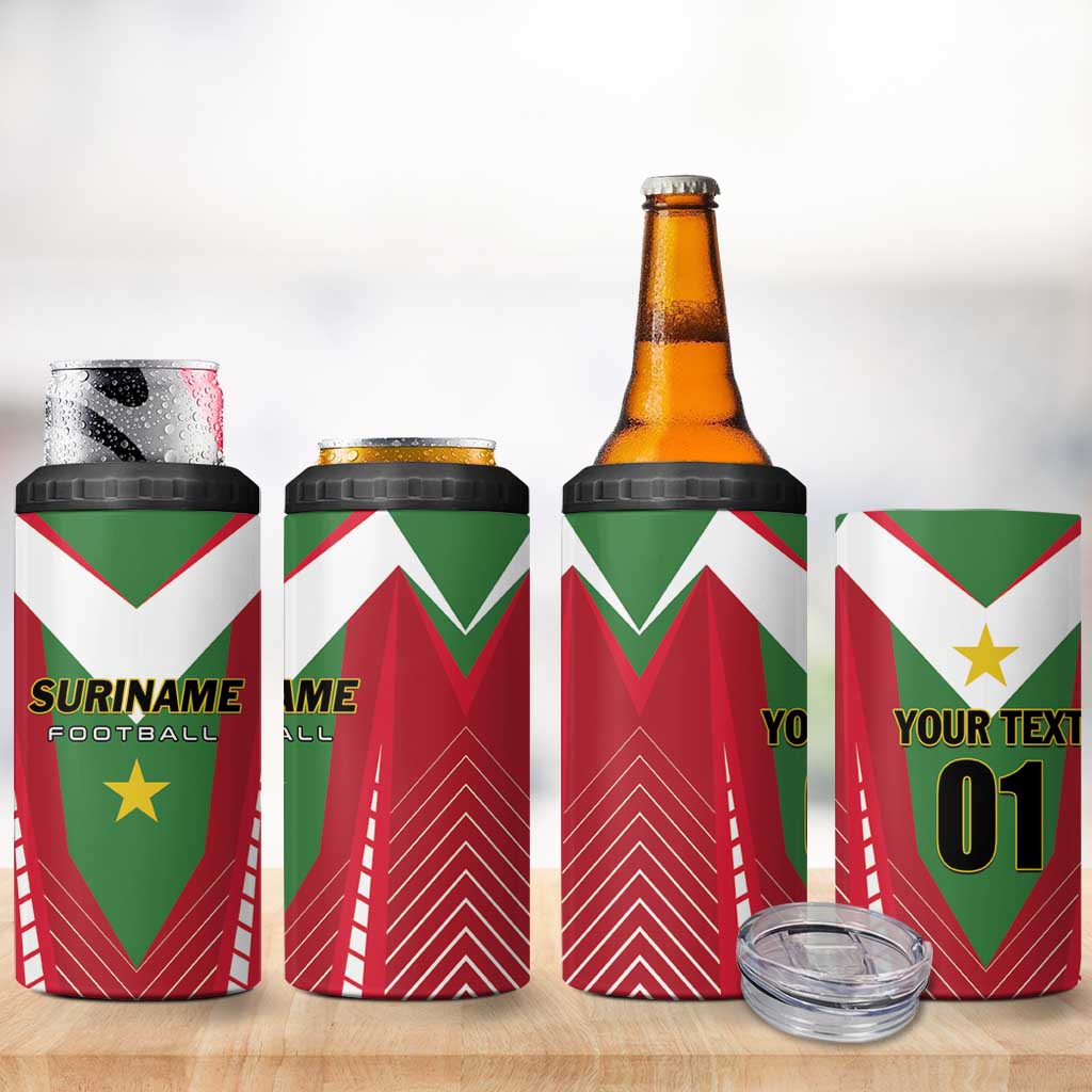 Custom Suriname Football 4 in 1 Can Cooler Tumbler Go Sranankondre Fubal Pluga
