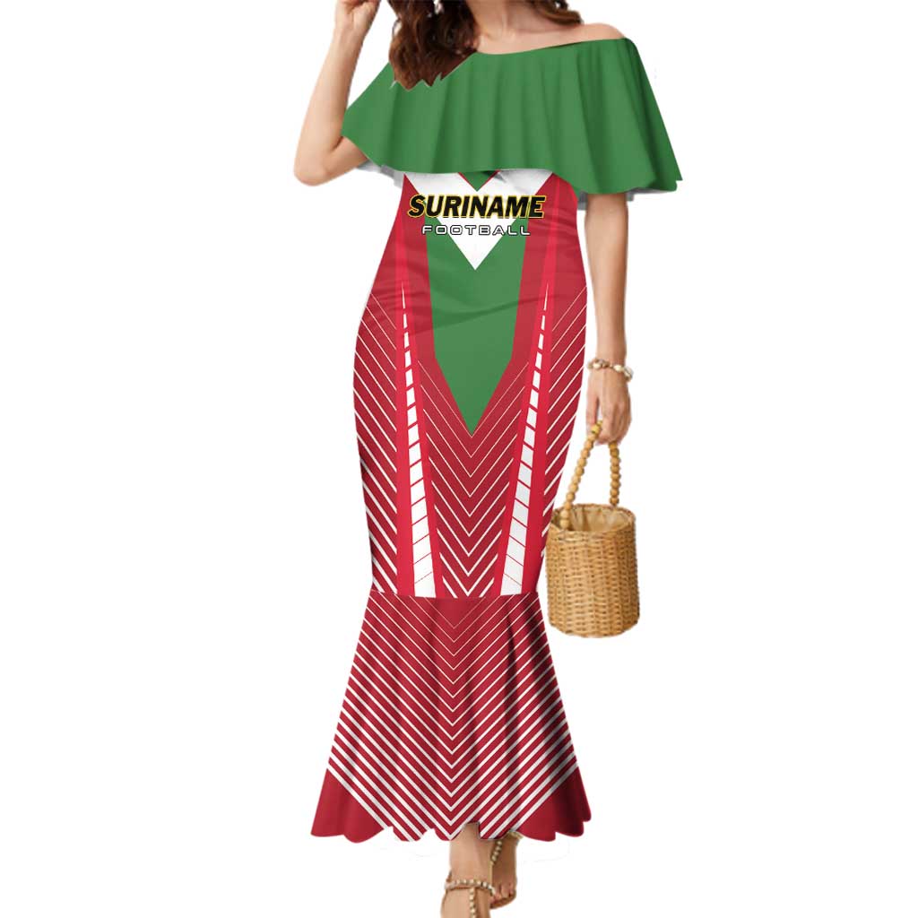 Custom Suriname Football Family Matching Mermaid Dress and Hawaiian Shirt Go Sranankondre Fubal Pluga