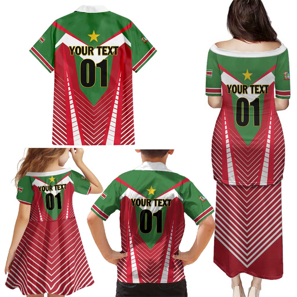 Custom Suriname Football Family Matching Puletasi and Hawaiian Shirt Go Sranankondre Fubal Pluga