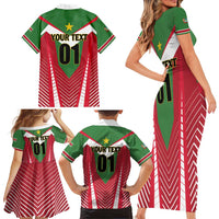 Custom Suriname Football Family Matching Short Sleeve Bodycon Dress and Hawaiian Shirt Go Sranankondre Fubal Pluga