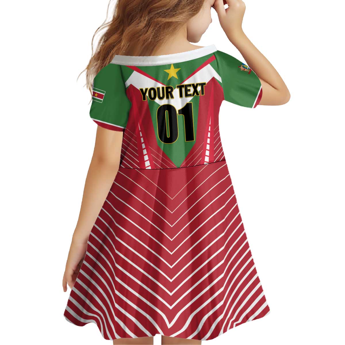 Custom Suriname Football Kid Short Sleeve Dress Go Sranankondre Fubal Pluga