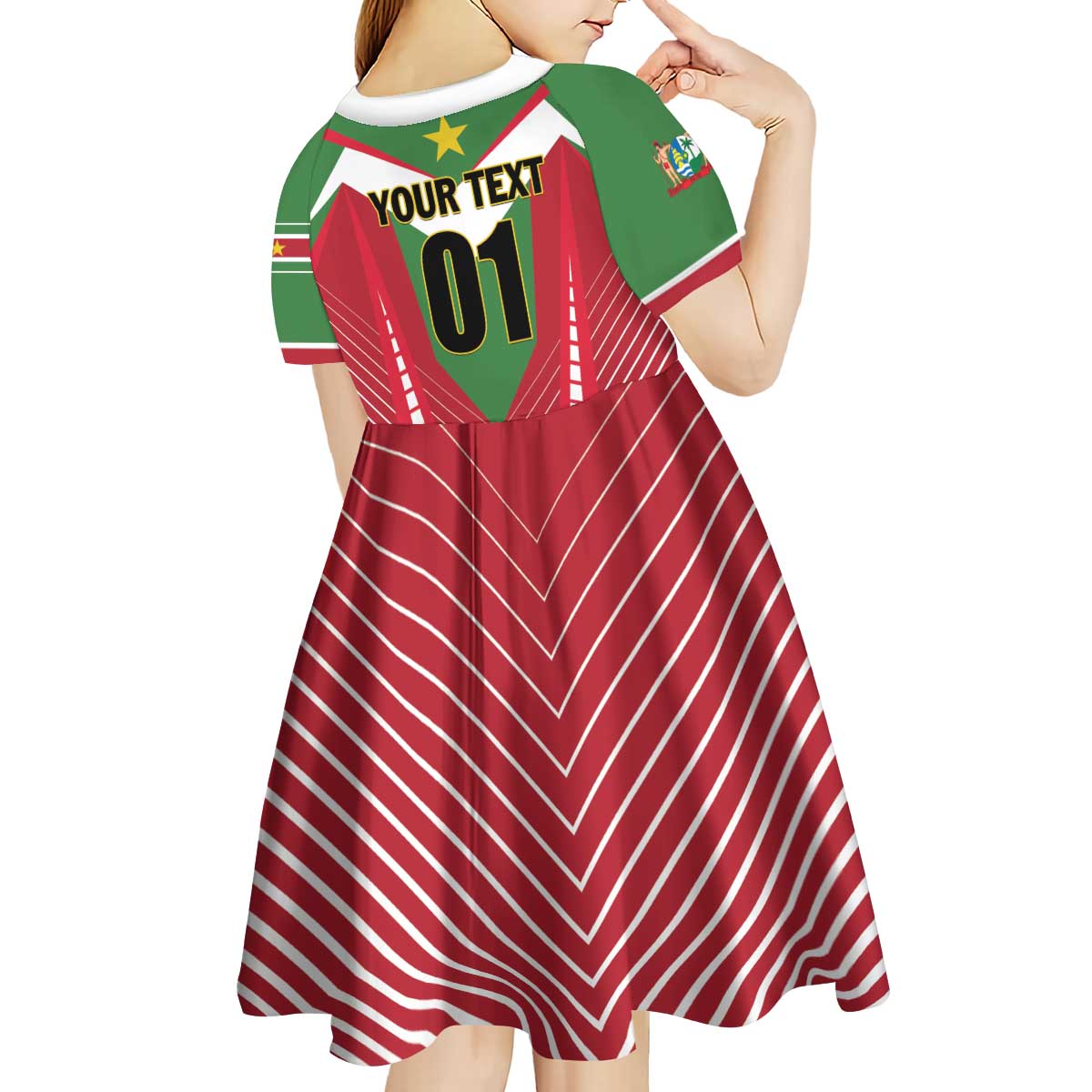 Custom Suriname Football Kid Short Sleeve Dress Go Sranankondre Fubal Pluga