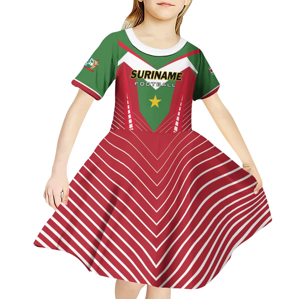 Custom Suriname Football Kid Short Sleeve Dress Go Sranankondre Fubal Pluga