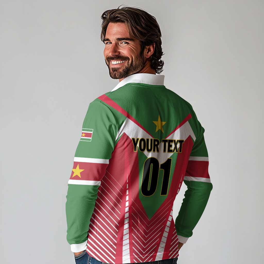Custom Suriname Football Long Sleeve Polo Shirt Go Sranankondre Fubal Pluga