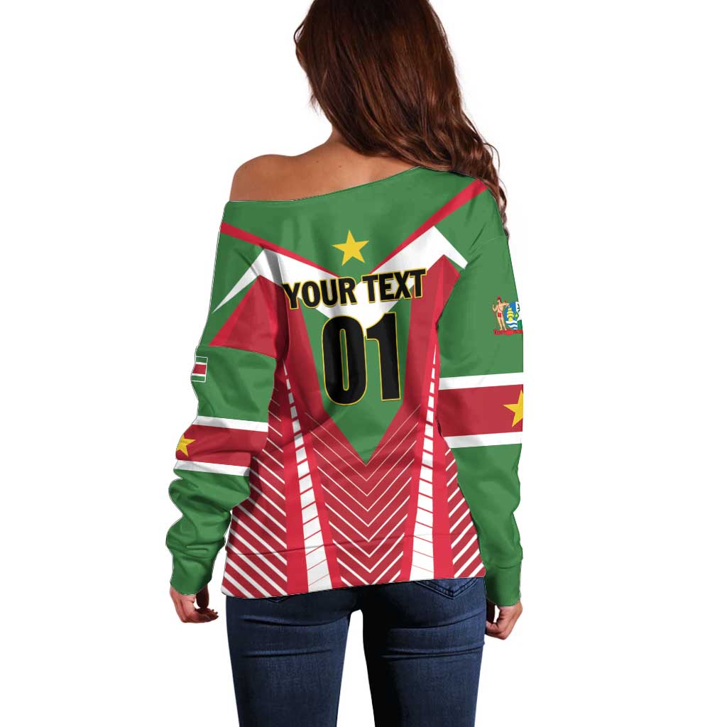 Custom Suriname Football Off Shoulder Sweater Go Sranankondre Fubal Pluga