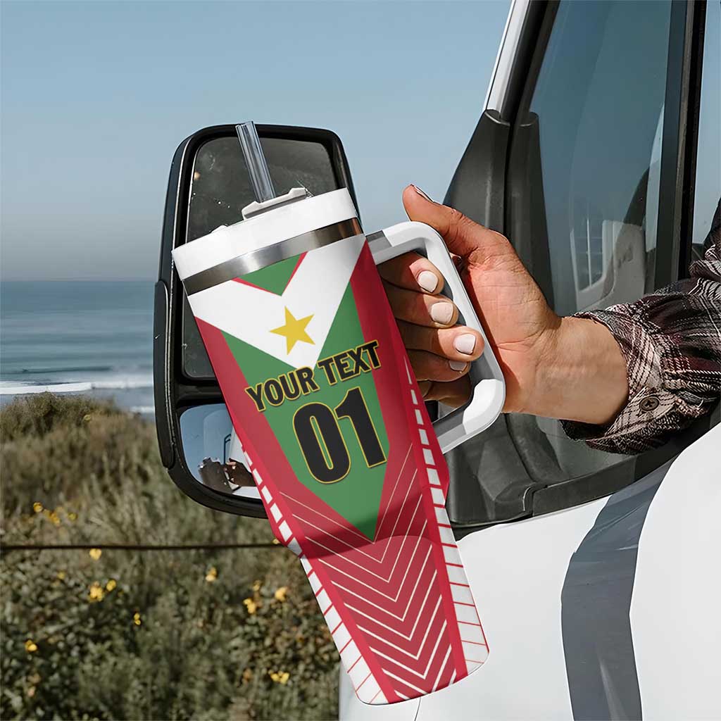 Custom Suriname Football Tumbler With Handle Go Sranankondre Fubal Pluga