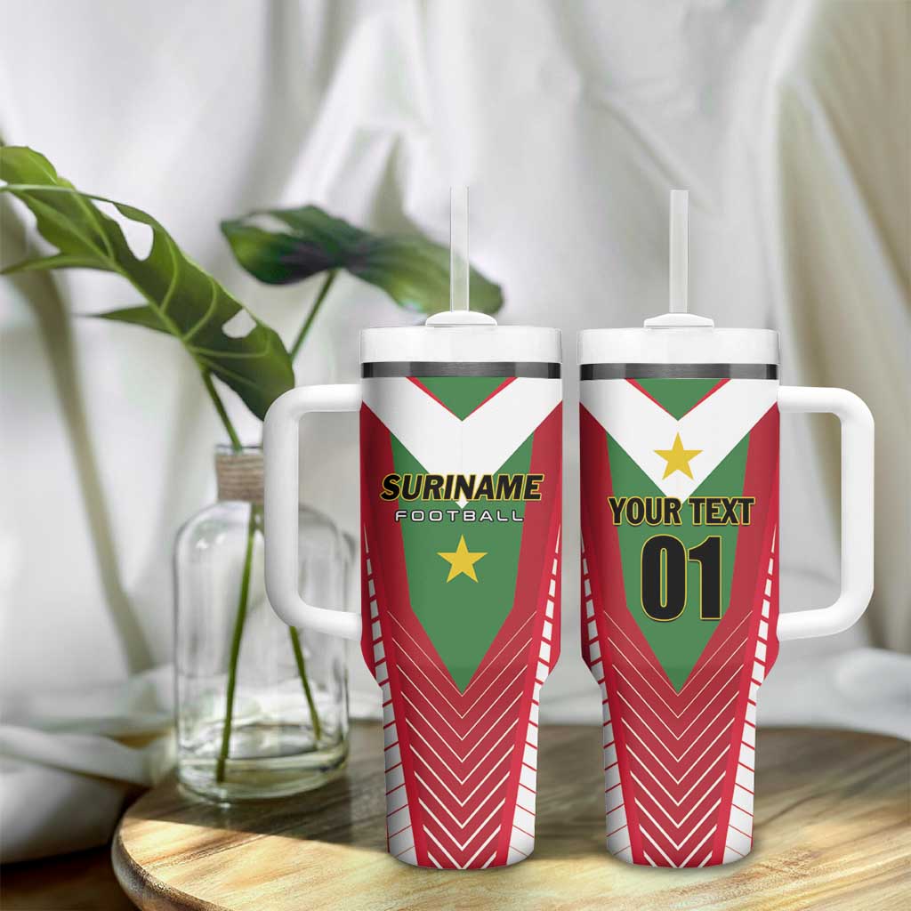 Custom Suriname Football Tumbler With Handle Go Sranankondre Fubal Pluga