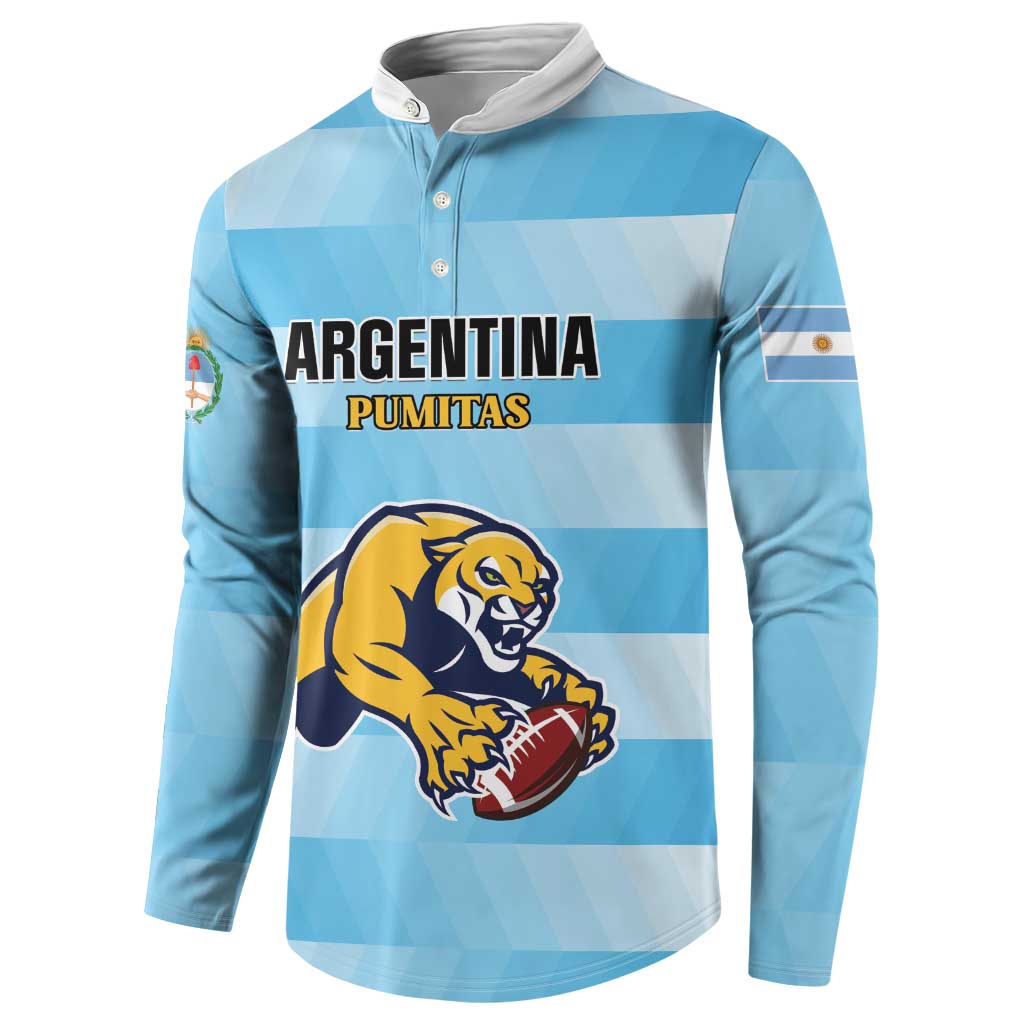 Custom Rugby Argentina Button Sweatshirt Pumitas Go Champions