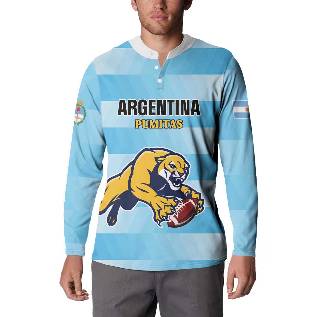Custom Rugby Argentina Button Sweatshirt Pumitas Go Champions