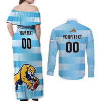 Custom Rugby Argentina Couples Matching Off Shoulder Maxi Dress and Long Sleeve Button Shirt Pumitas Go Champions