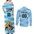 Custom Rugby Argentina Couples Matching Off Shoulder Maxi Dress and Long Sleeve Button Shirt Pumitas Go Champions