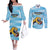 Custom Rugby Argentina Couples Matching Off The Shoulder Long Sleeve Dress and Long Sleeve Button Shirt Pumitas Go Champions