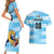 Custom Rugby Argentina Couples Matching Short Sleeve Bodycon Dress and Hawaiian Shirt Pumitas Go Champions