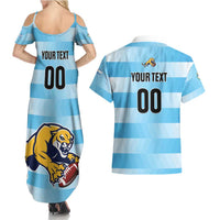 Custom Rugby Argentina Couples Matching Summer Maxi Dress and Hawaiian Shirt Pumitas Go Champions