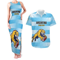 Custom Rugby Argentina Couples Matching Tank Maxi Dress and Hawaiian Shirt Pumitas Go Champions