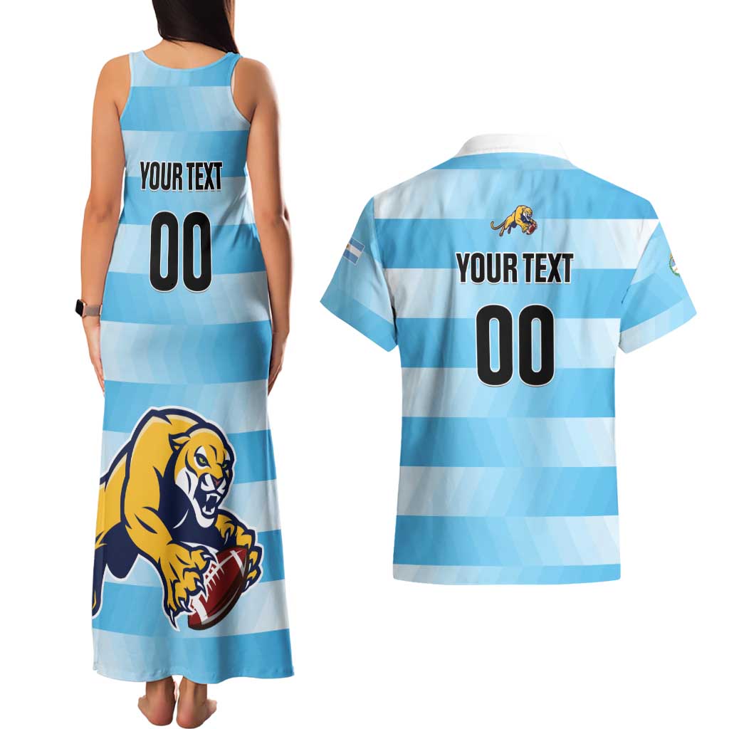 Custom Rugby Argentina Couples Matching Tank Maxi Dress and Hawaiian Shirt Pumitas Go Champions