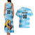 Custom Rugby Argentina Couples Matching Tank Maxi Dress and Hawaiian Shirt Pumitas Go Champions
