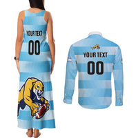 Custom Rugby Argentina Couples Matching Tank Maxi Dress and Long Sleeve Button Shirt Pumitas Go Champions