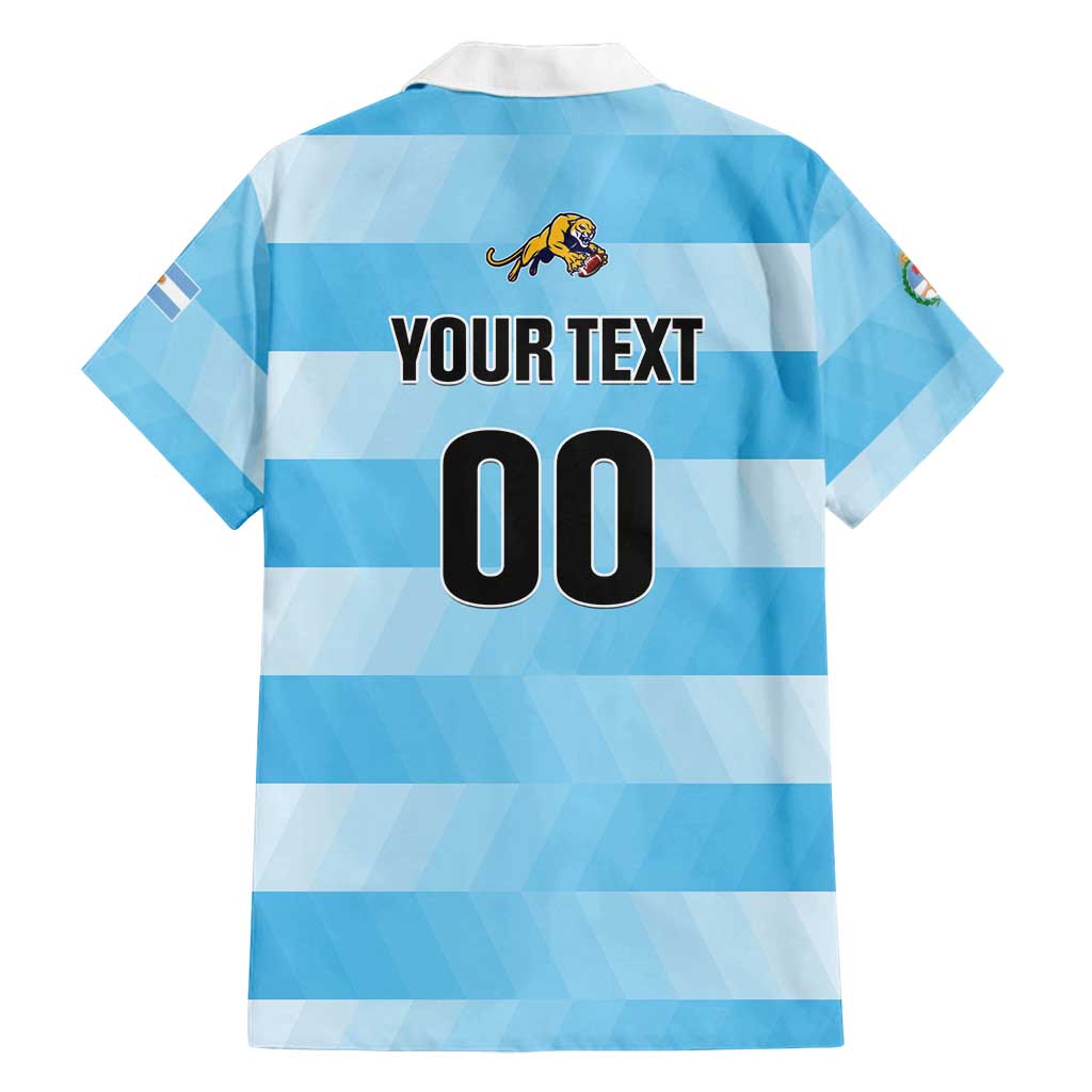Custom Rugby Argentina Family Matching Long Sleeve Bodycon Dress and Hawaiian Shirt Pumitas Go Champions