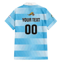 Custom Rugby Argentina Family Matching Off The Shoulder Long Sleeve Dress and Hawaiian Shirt Pumitas Go Champions