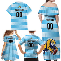 Custom Rugby Argentina Family Matching Off Shoulder Maxi Dress and Hawaiian Shirt Pumitas Go Champions