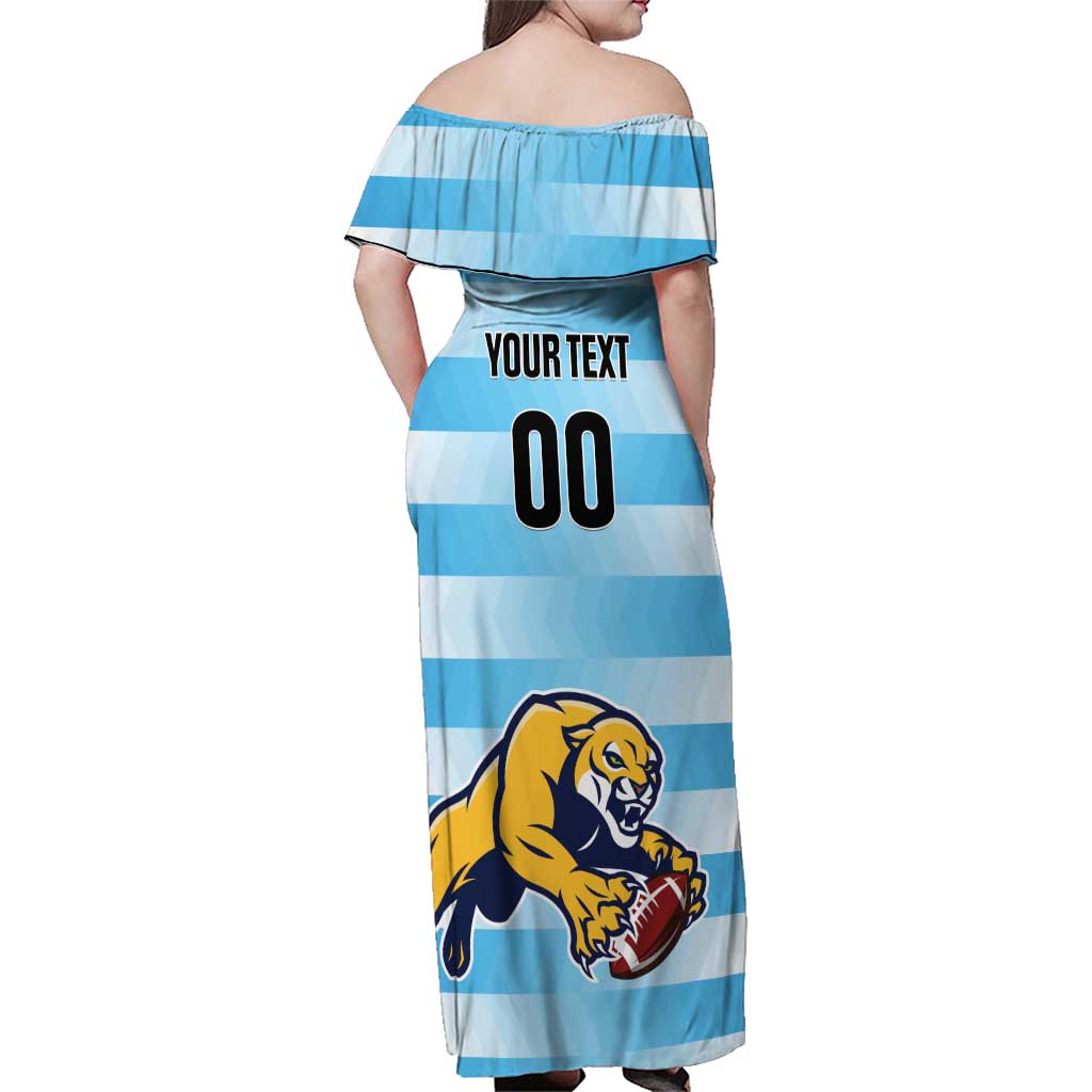 Custom Rugby Argentina Family Matching Off Shoulder Maxi Dress and Hawaiian Shirt Pumitas Go Champions