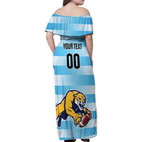 Custom Rugby Argentina Family Matching Off Shoulder Maxi Dress and Hawaiian Shirt Pumitas Go Champions